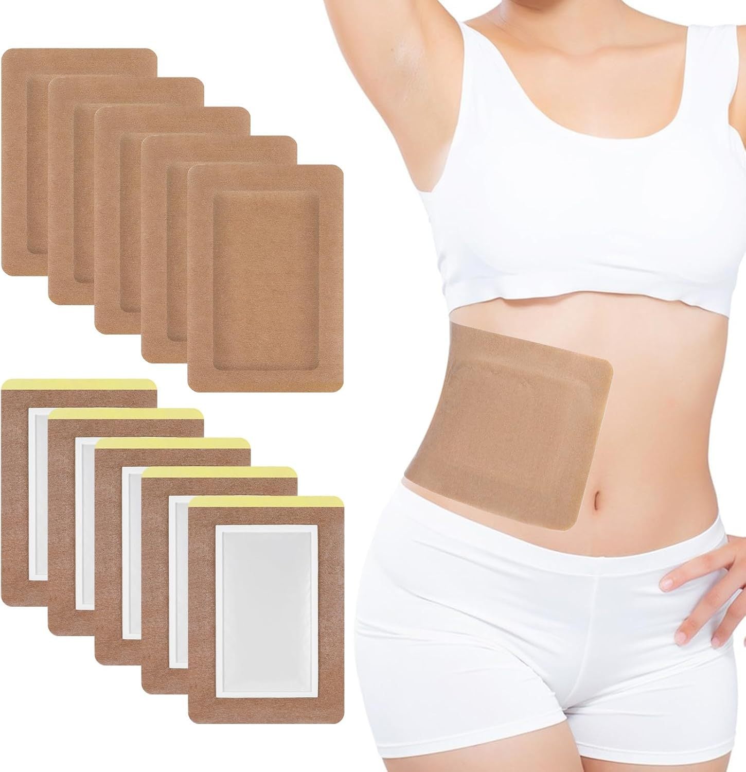 20pcs  Cotton Castor Oil Patch for Abdomen - Disposable Self-Adhesive Pad for Weight Loss and Tummy Slimming