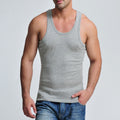 Solid Color Plus-Size Men's Breathable Stretchy Tank Top for Youth, Athletic Undershirt, Trendy Gym Tank Top