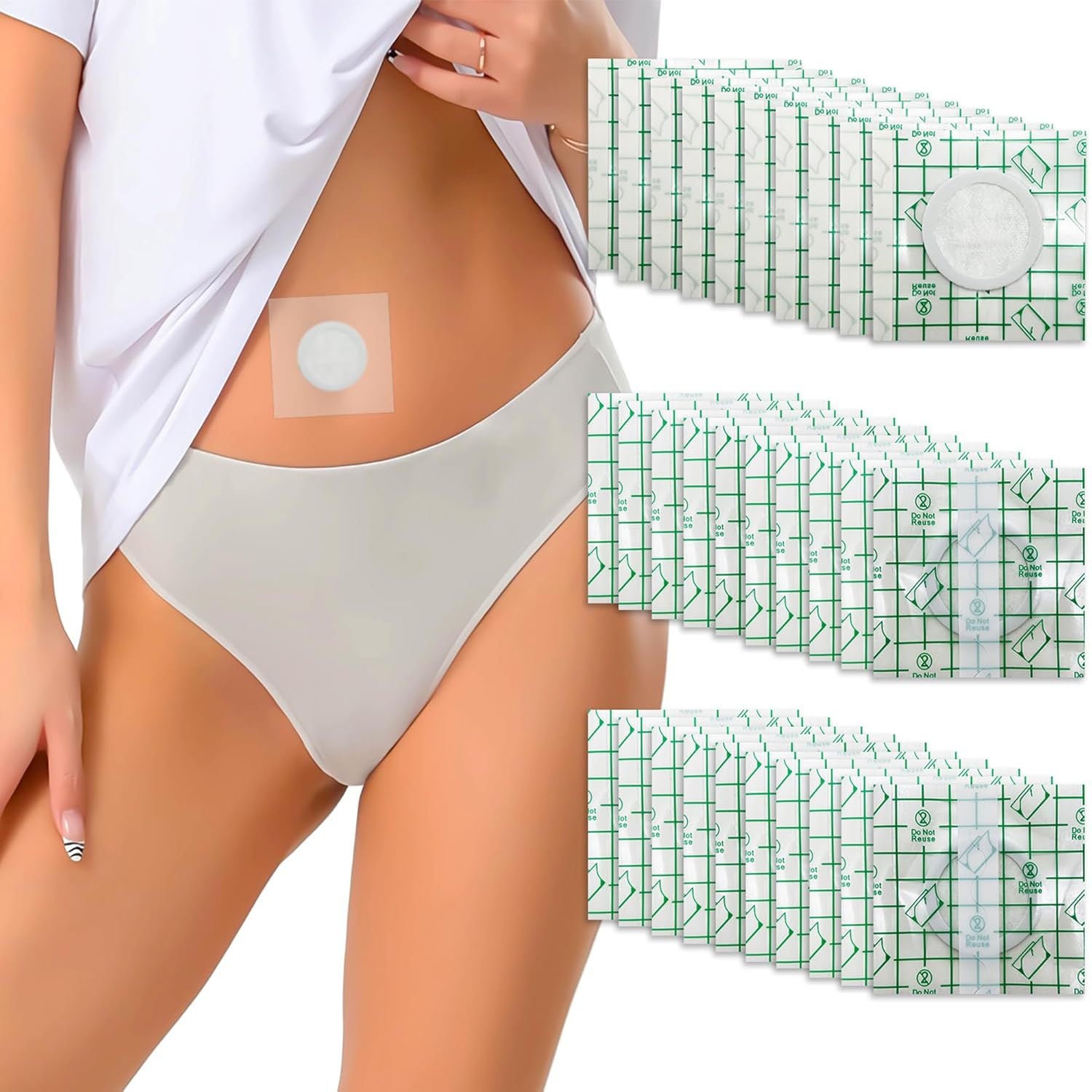 20pcs  Cotton Castor Oil Patch for Abdomen - Disposable Self-Adhesive Pad for Weight Loss and Tummy Slimming