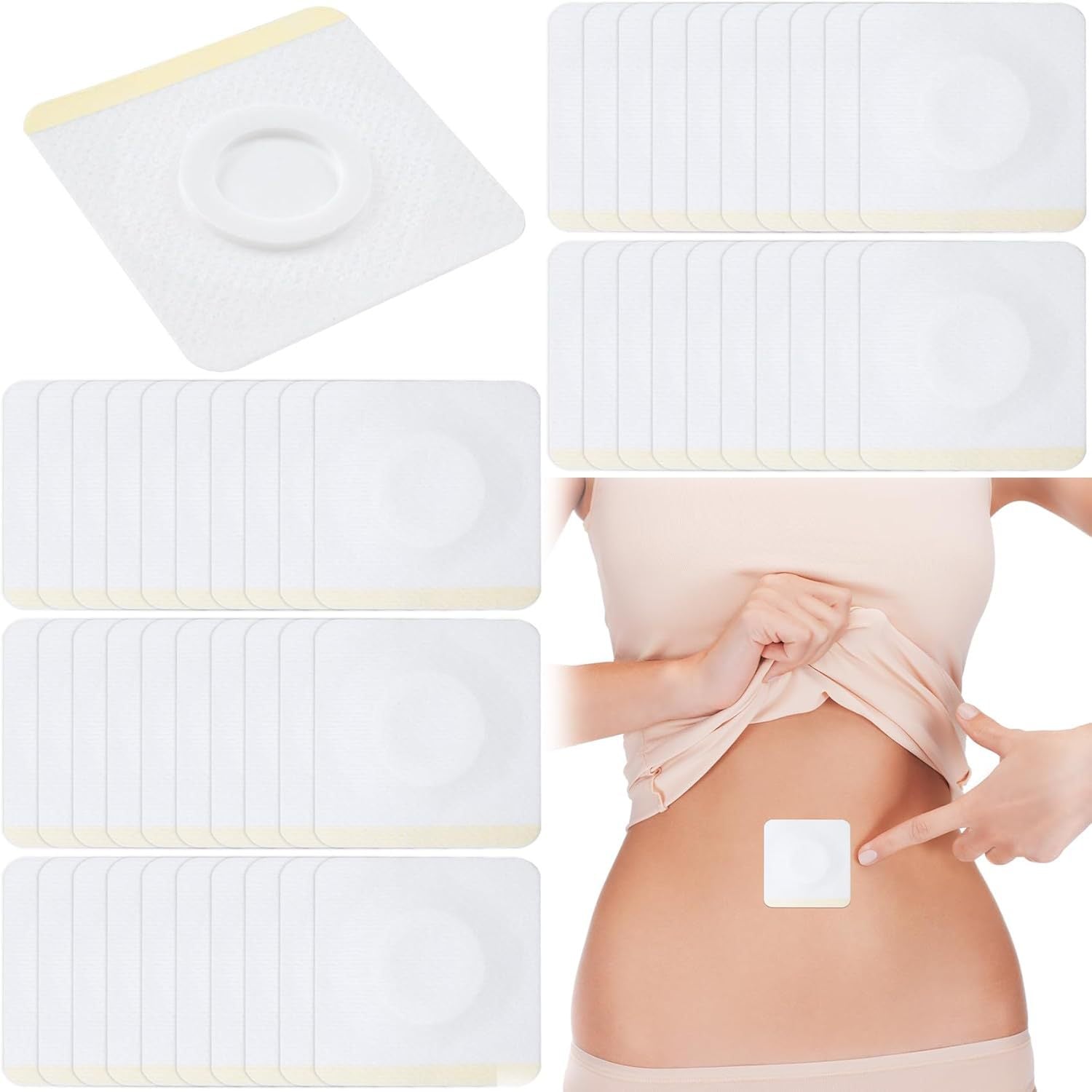 20pcs  Cotton Castor Oil Patch for Abdomen - Disposable Self-Adhesive Pad for Weight Loss and Tummy Slimming