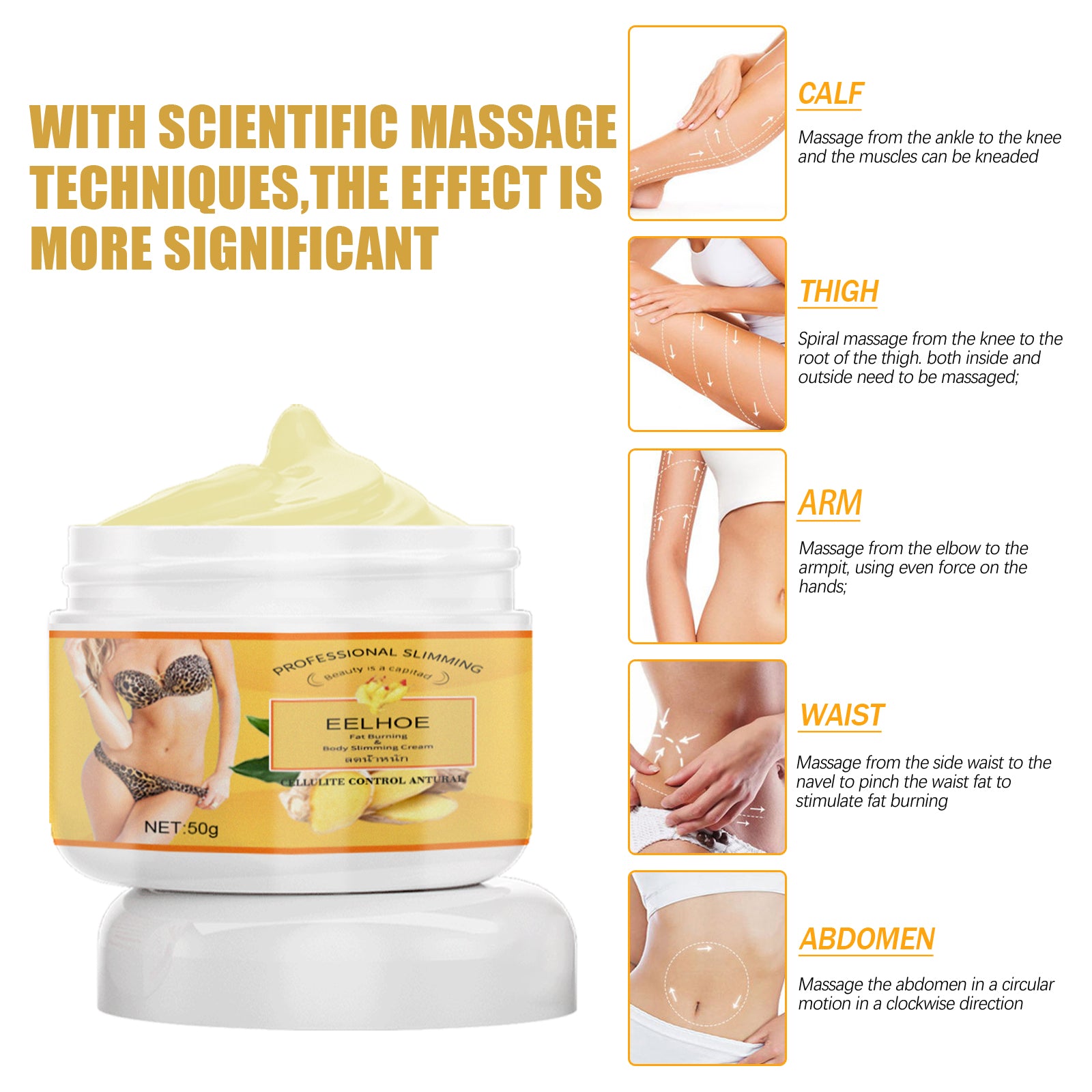 EELHOE Ginger Slimming Cream, Slimming Fat Burning Body Weight Loss Cream