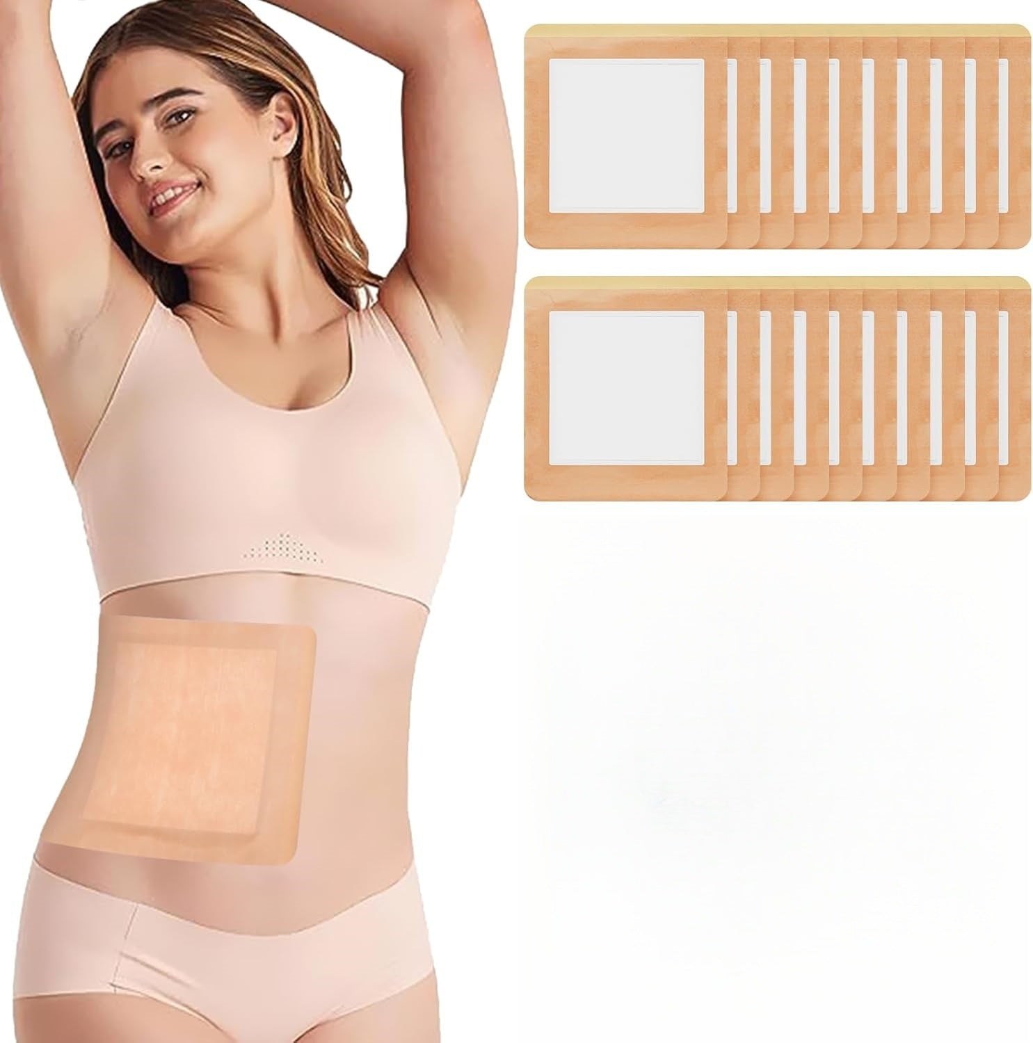 20pcs  Cotton Castor Oil Patch for Abdomen - Disposable Self-Adhesive Pad for Weight Loss and Tummy Slimming