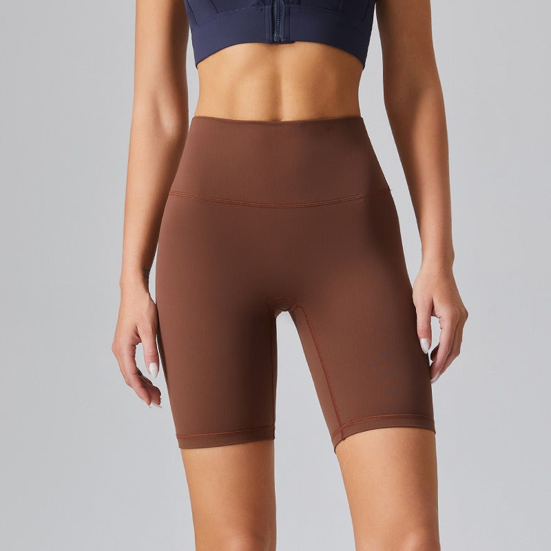 Summer Nude Tight Sports Split Shorts with No Trace, High Waist, Hip Lift, Fitness Yoga Dress, Wearing Cycling Split Shorts Outs