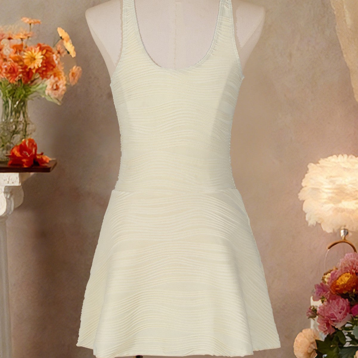 One-Piece Swimsuit with Cut-Outs and Tie-Strings
