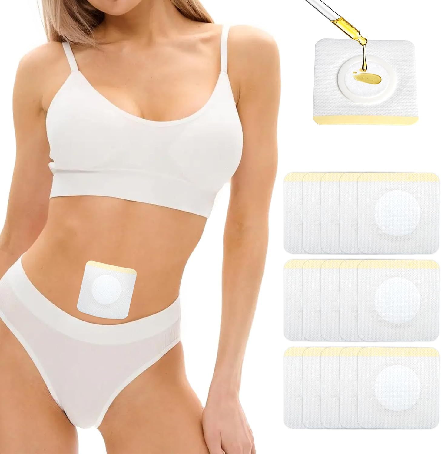20pcs  Cotton Castor Oil Patch for Abdomen - Disposable Self-Adhesive Pad for Weight Loss and Tummy Slimming