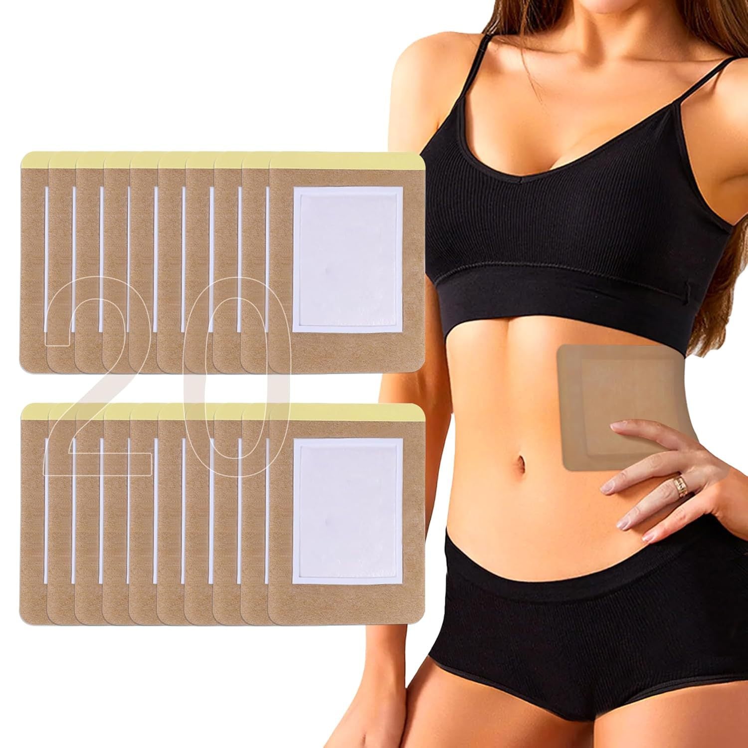 20pcs  Cotton Castor Oil Patch for Abdomen - Disposable Self-Adhesive Pad for Weight Loss and Tummy Slimming