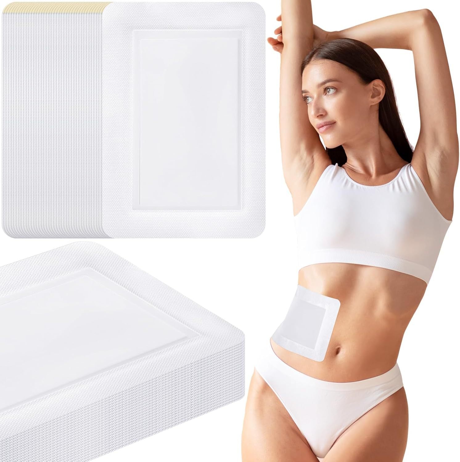 20pcs  Cotton Castor Oil Patch for Abdomen - Disposable Self-Adhesive Pad for Weight Loss and Tummy Slimming