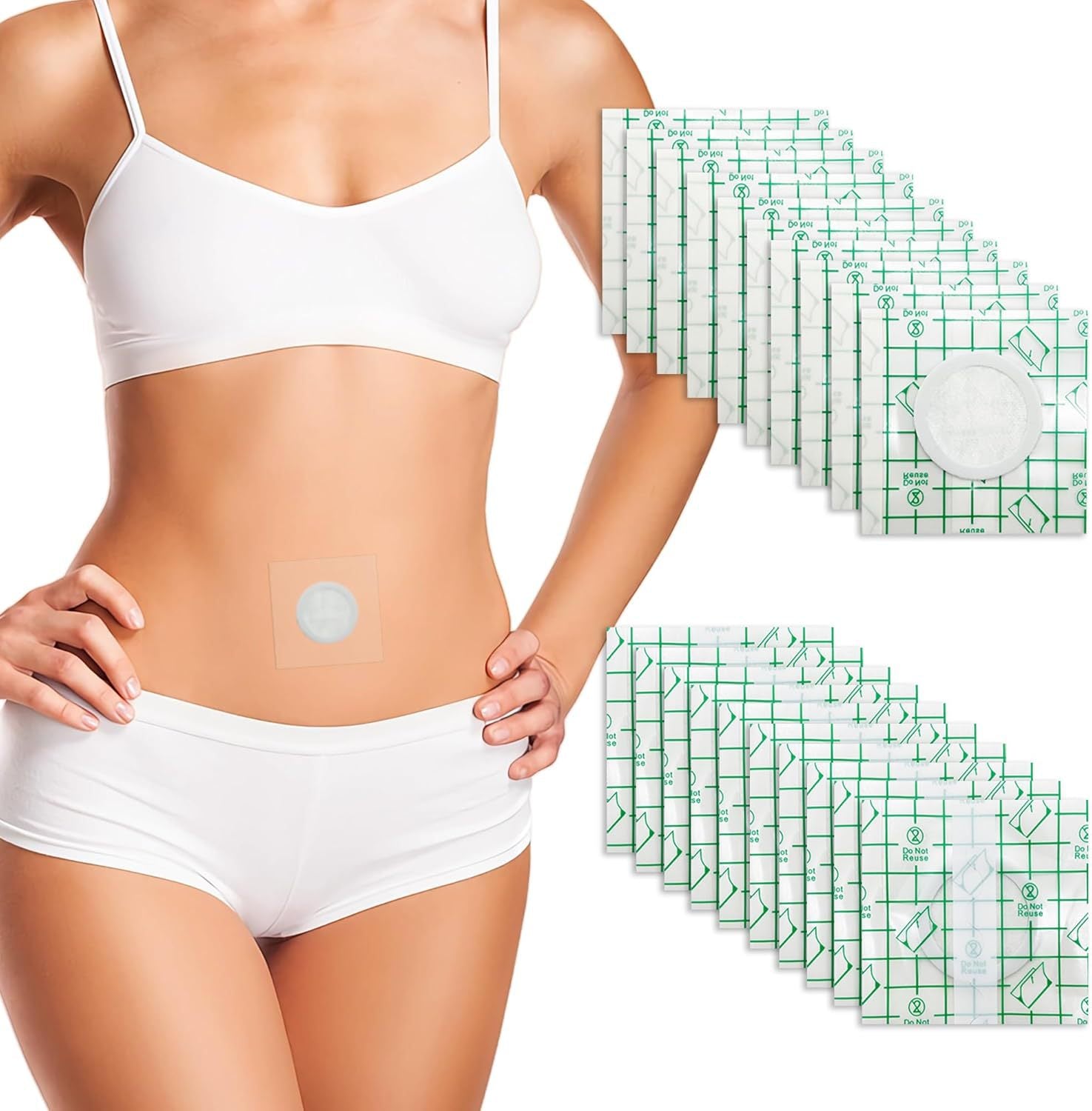 20pcs  Cotton Castor Oil Patch for Abdomen - Disposable Self-Adhesive Pad for Weight Loss and Tummy Slimming