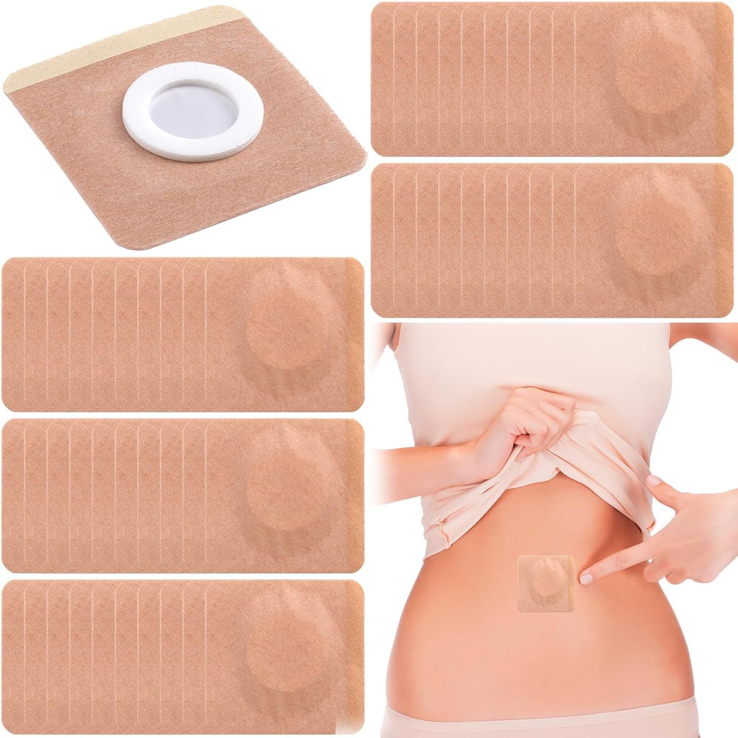 20pcs  Cotton Castor Oil Patch for Abdomen - Disposable Self-Adhesive Pad for Weight Loss and Tummy Slimming