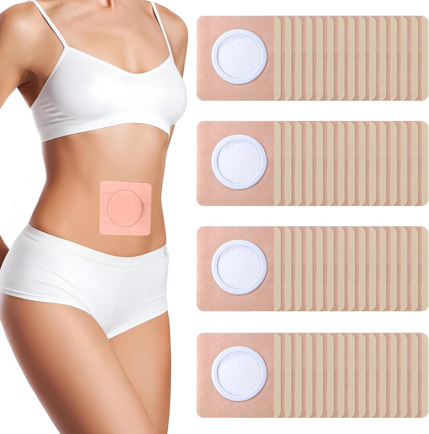 20pcs  Cotton Castor Oil Patch for Abdomen - Disposable Self-Adhesive Pad for Weight Loss and Tummy Slimming