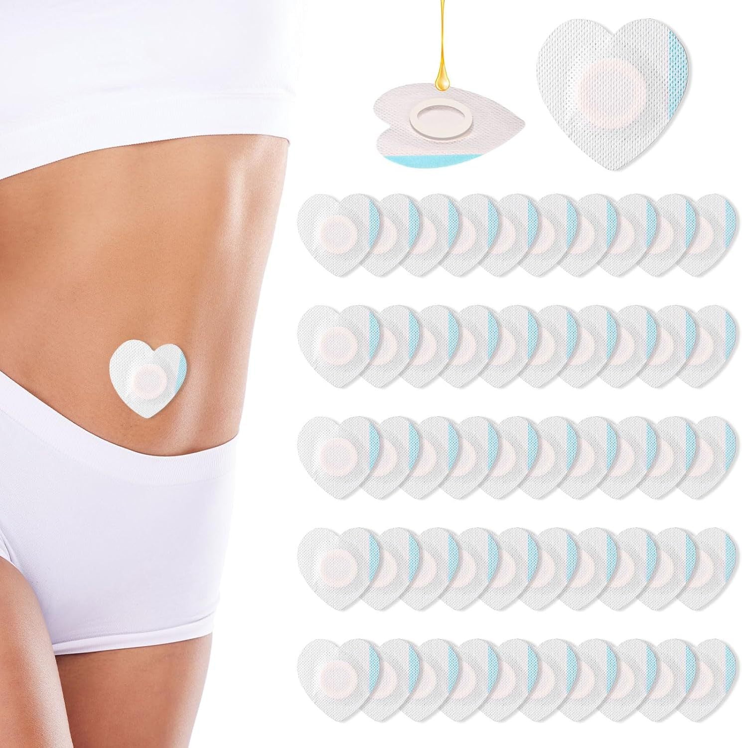 20pcs  Cotton Castor Oil Patch for Abdomen - Disposable Self-Adhesive Pad for Weight Loss and Tummy Slimming