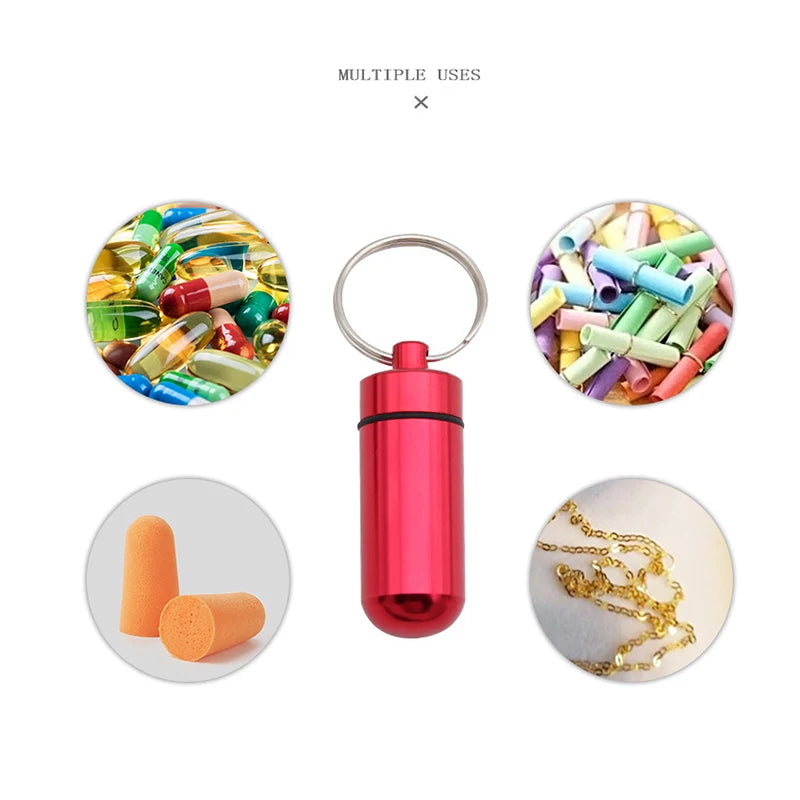 New Portable WaterProof Mini Aluminum Pill Case Keychain Tablet Storage Box Bottle Case Holder High Quality