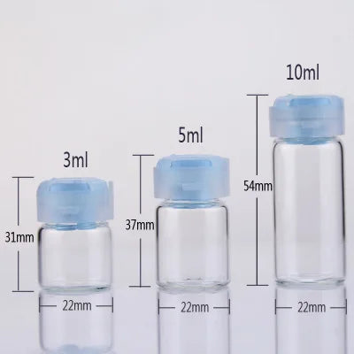 20pcs 3ml 5ml 10ml Portable Glass Perfume Bottle Empty Essential Oils Case Liquid Medicine Bottle glass vial with flip off cap