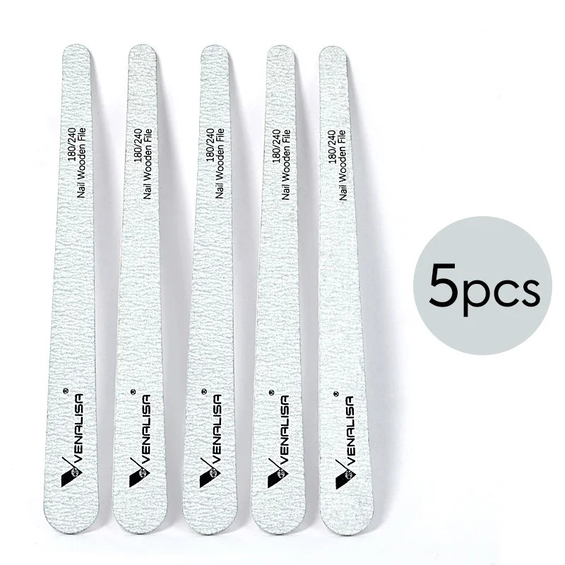 5pcs/set Nail Files For UV LED Gel Polish Manicure Nail Tool Venalisa Nail File 100/180 Double Side for Nail Design Nail Tool