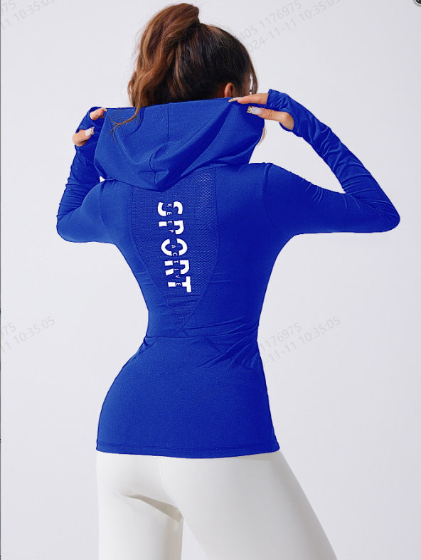 Cross-Border Peach Heart Hoodie Sports Top Women's Slim Fitness Wear Slim Sweatshirt Breathable Long-Sleeved Internet Celebrity Yoga Wear for Women