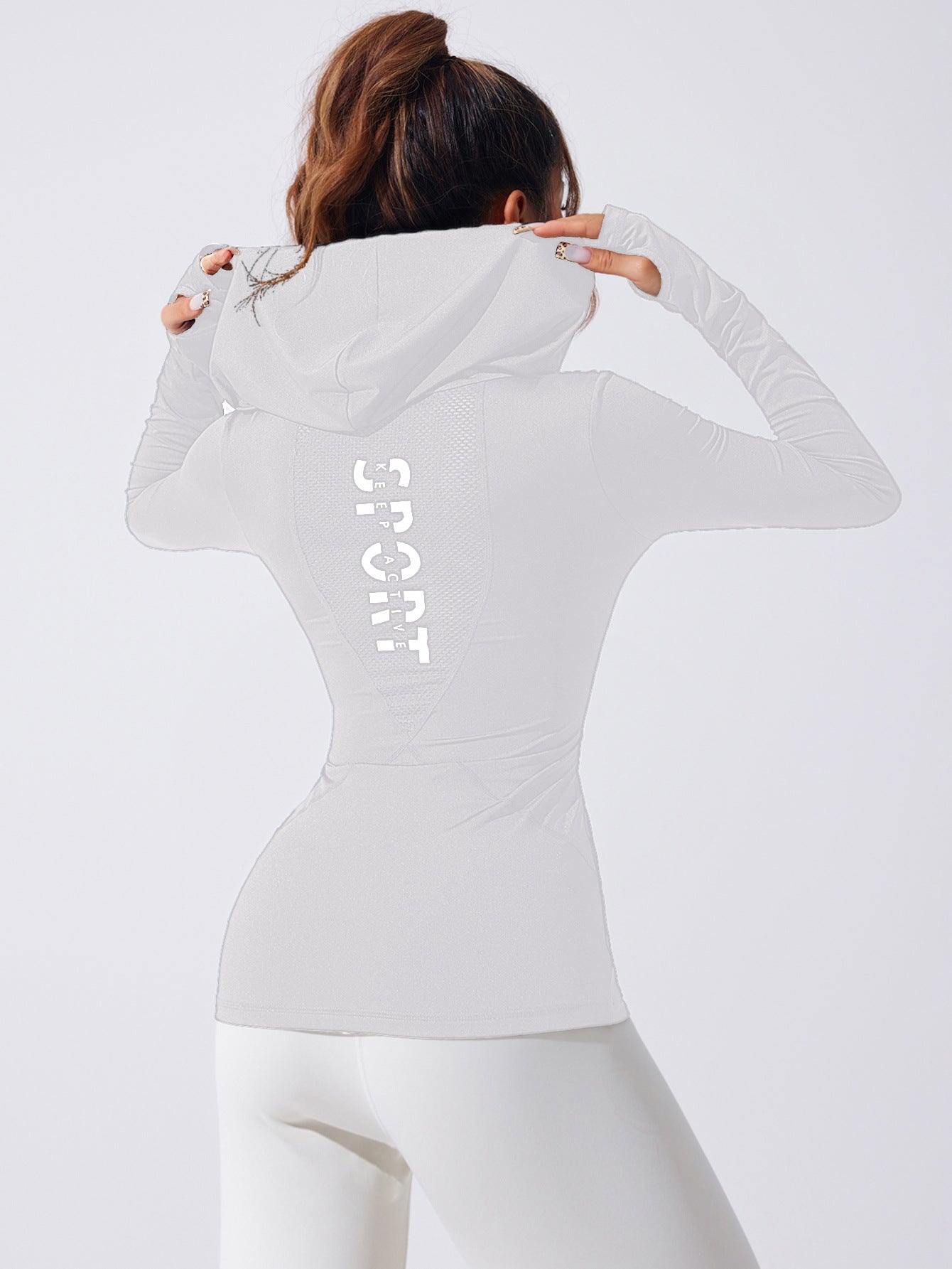 Cross-Border Peach Heart Hoodie Sports Top Women's Slim Fitness Wear Slim Sweatshirt Breathable Long-Sleeved Internet Celebrity Yoga Wear for Women