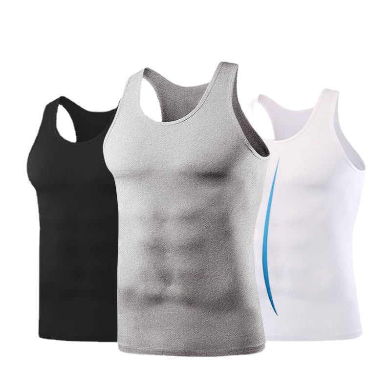 Solid Color Plus-Size Men's Breathable Stretchy Tank Top for Youth, Athletic Undershirt, Trendy Gym Tank Top