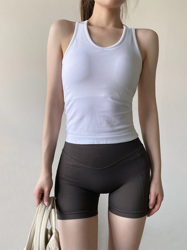 Big Brand Same Style I-Shaped Sports Vest for Women with Chest Pad Shock-Proof Running Training Outer Wear Yoga Wear Fitness Wear Top