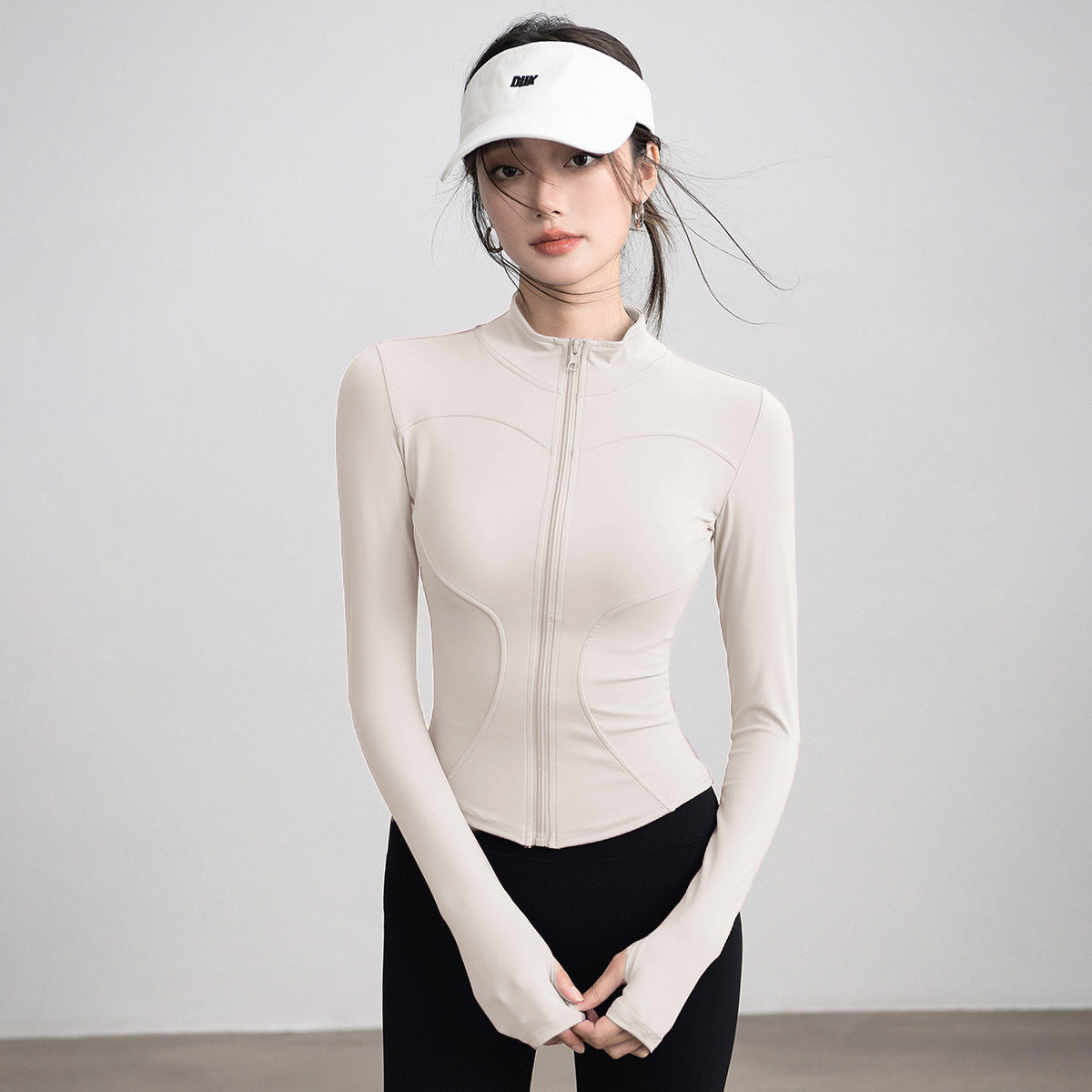 Quick-Drying Clothing, Spring Sports Jacket, Women's Quick-Drying Yoga Wear, Long-Sleeved Stand-Up Collar Running Fitness Wear, Slim-Fitting Slimming Top