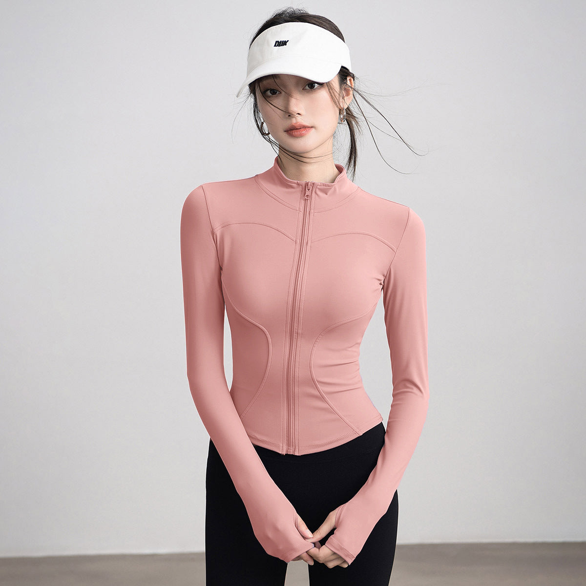 Quick-Drying Clothing, Spring Sports Jacket, Women's Quick-Drying Yoga Wear, Long-Sleeved Stand-Up Collar Running Fitness Wear, Slim-Fitting Slimming Top