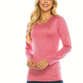 Women's High Stretch Long Sleeve Athletic t Shirt Round Neck