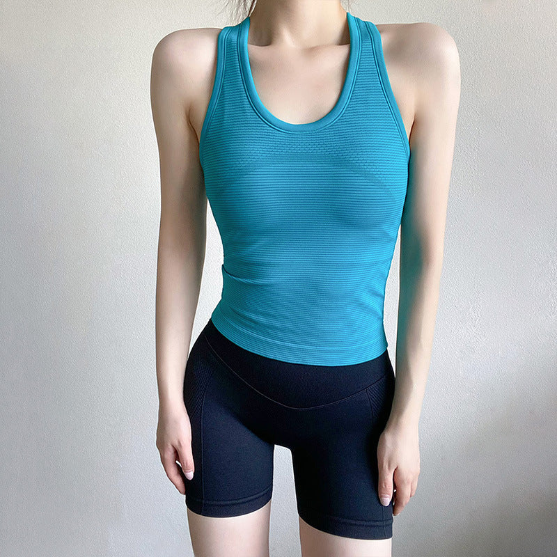 Big Brand Same Style I-Shaped Sports Vest for Women with Chest Pad Shock-Proof Running Training Outer Wear Yoga Wear Fitness Wear Top