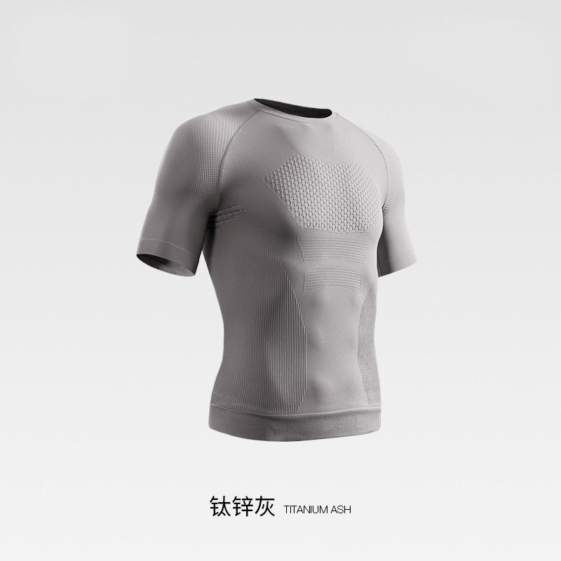 Summer Professional Fitness Wear Seamless Short-Sleeved Sports Men's Running Training Compression Tight-Fitting Outdoor Tops Quick-Drying T-Shirts