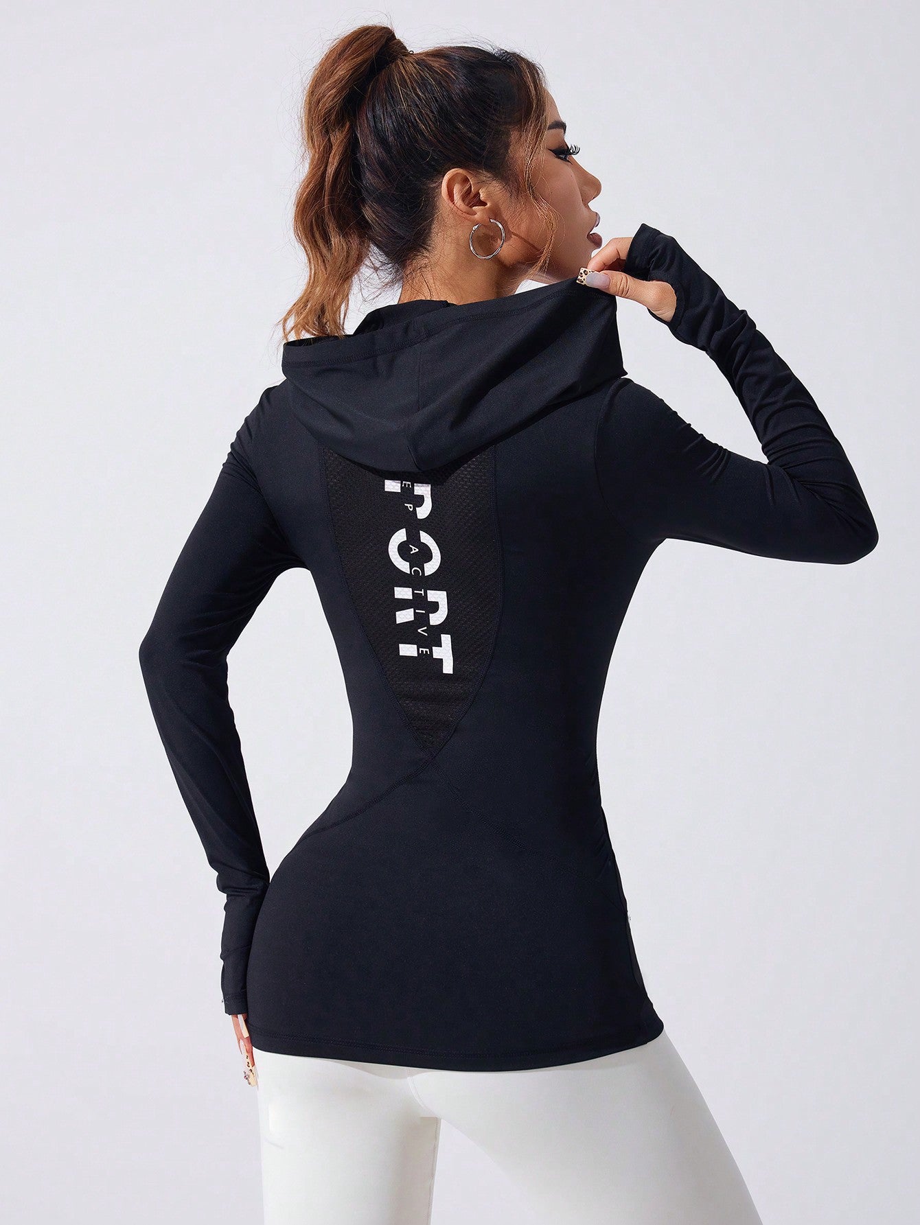 Cross-Border Peach Heart Hoodie Sports Top Women's Slim Fitness Wear Slim Sweatshirt Breathable Long-Sleeved Internet Celebrity Yoga Wear for Women