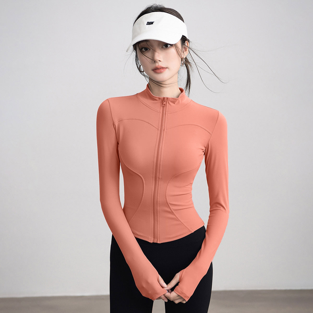 Quick-Drying Clothing, Spring Sports Jacket, Women's Quick-Drying Yoga Wear, Long-Sleeved Stand-Up Collar Running Fitness Wear, Slim-Fitting Slimming Top