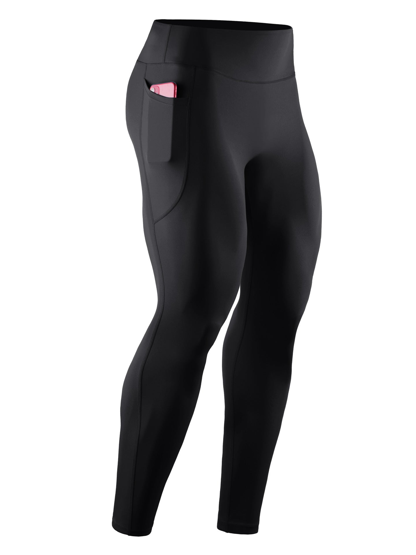 Running Marathon Compression Pants for Men, Fleece-Lined Winter Fitness Yoga Pants, High-Elastic Tight-Fitting Sports Leggings for Athletes