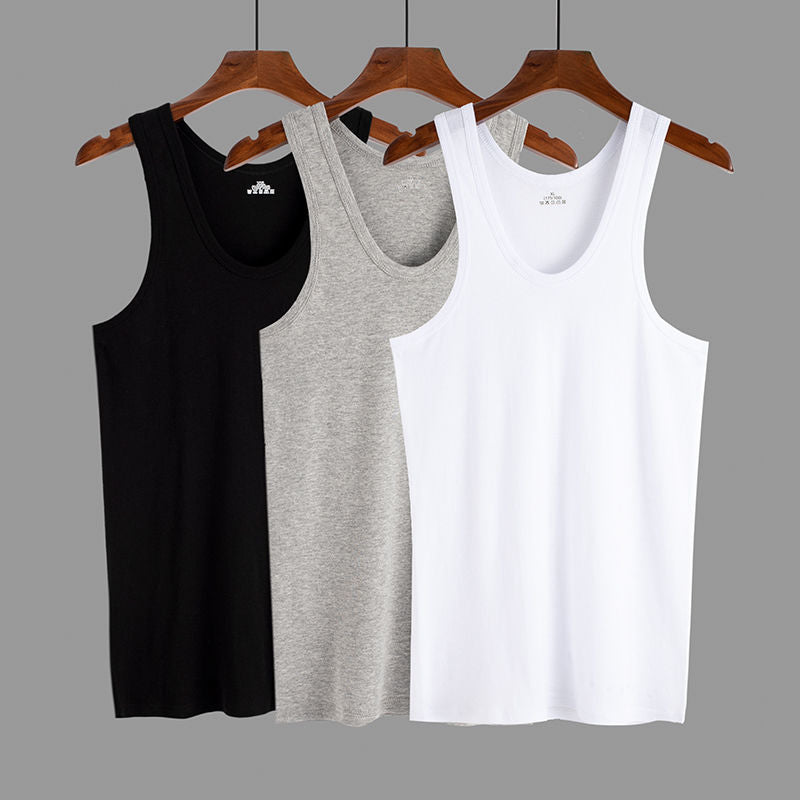 Solid Color Plus-Size Men's Breathable Stretchy Tank Top for Youth, Athletic Undershirt, Trendy Gym Tank Top