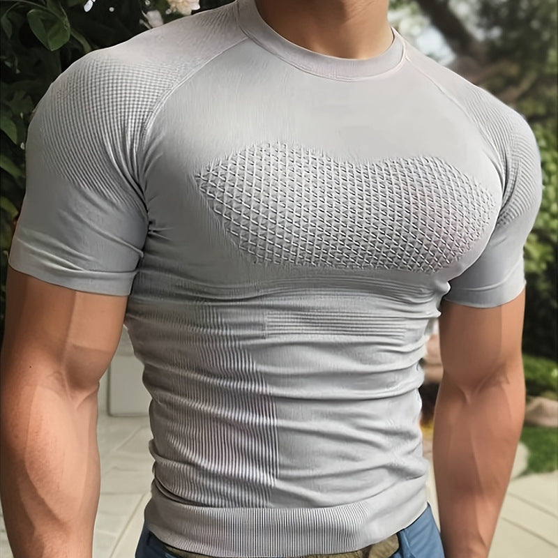 Summer Professional Fitness Wear Seamless Short-Sleeved Sports Men's Running Training Compression Tight-Fitting Outdoor Tops Quick-Drying T-Shirts