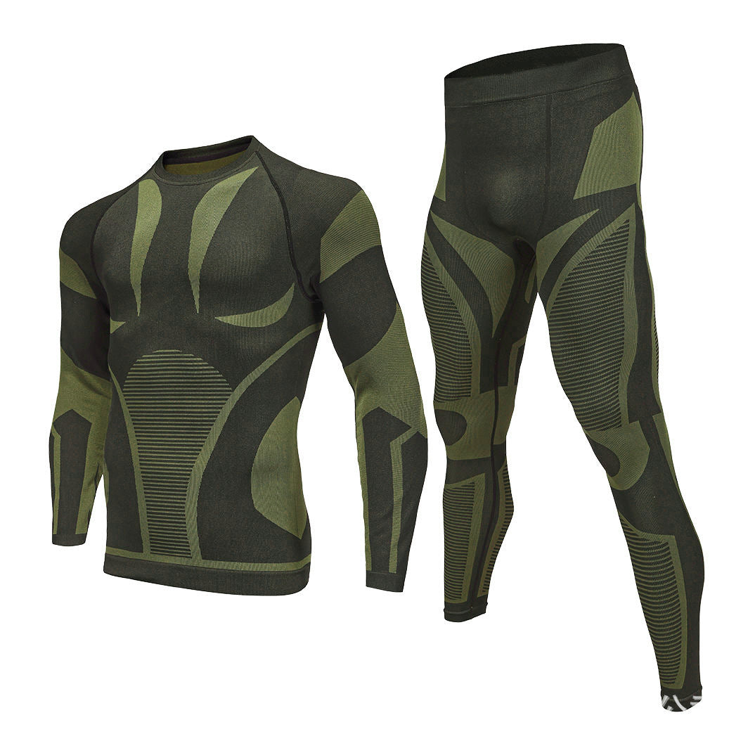 Men's Thermal Suit, Close-Fitting Base Layer, Sports Running, Fitness, Breathable Ski Wear, Wool Sweater, Short-Sleeved Inner Wear, Loose Fit