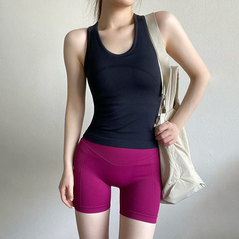 Big Brand Same Style I-Shaped Sports Vest for Women with Chest Pad Shock-Proof Running Training Outer Wear Yoga Wear Fitness Wear Top