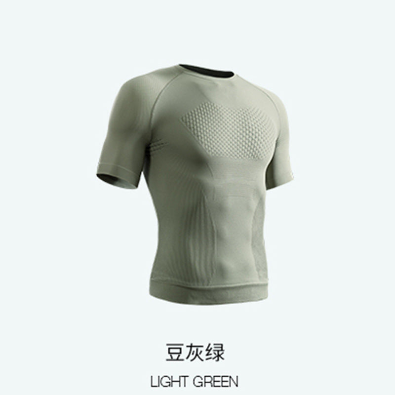 Summer Professional Fitness Wear Seamless Short-Sleeved Sports Men's Running Training Compression Tight-Fitting Outdoor Tops Quick-Drying T-Shirts