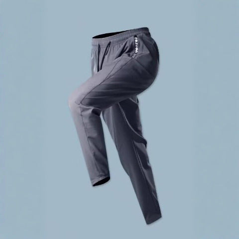 Men's Summer Sports Pants High Elasticity Quick-Dry Running Fitness Basketball Athletic Straight-Leg Zipper Pants