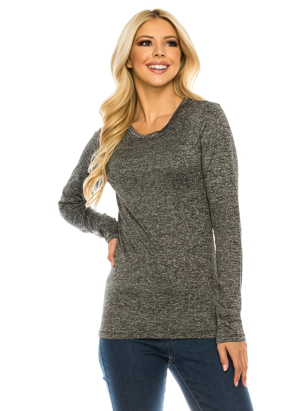 Women's High Stretch Long Sleeve Athletic t Shirt Round Neck