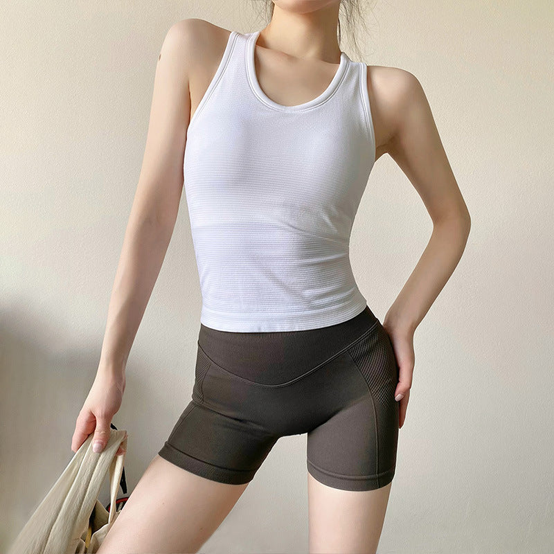 Big Brand Same Style I-Shaped Sports Vest for Women with Chest Pad Shock-Proof Running Training Outer Wear Yoga Wear Fitness Wear Top