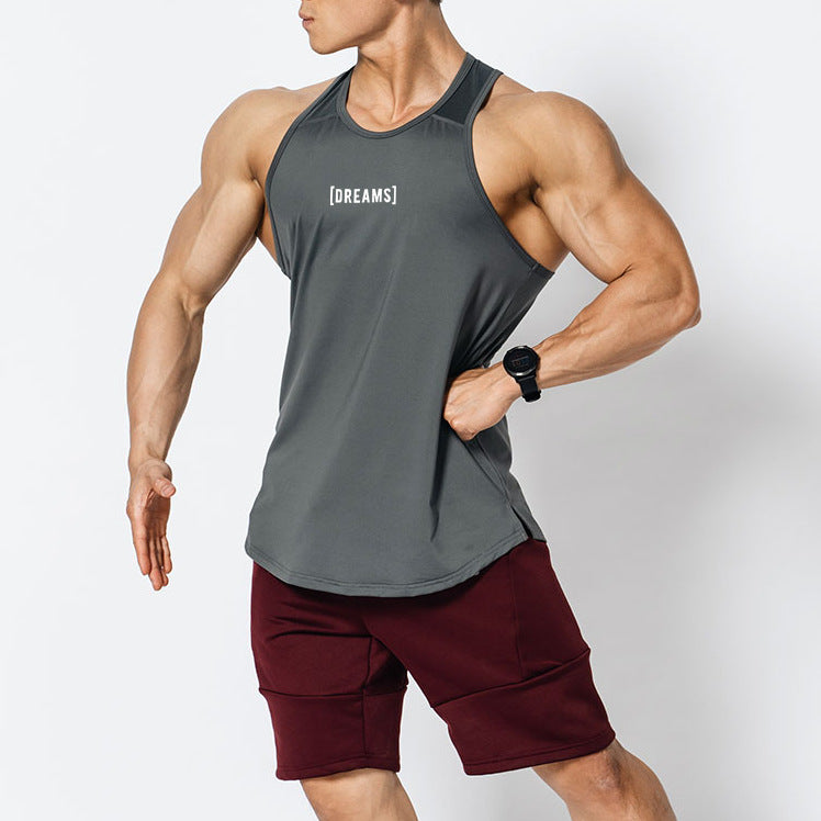 Sports Vest Men's Basketball Quick-drying I-character Training Top Outer Wear Base Elastic Slim Sleeveless Muscle Fitness Clothes
