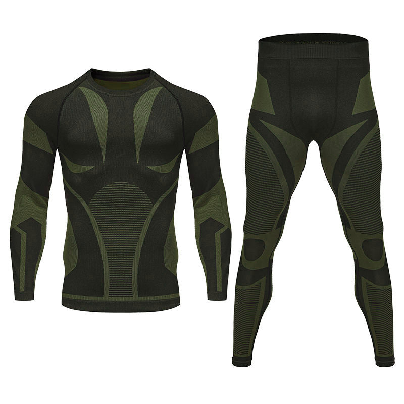 Men's Thermal Suit, Close-Fitting Base Layer, Sports Running, Fitness, Breathable Ski Wear, Wool Sweater, Short-Sleeved Inner Wear, Loose Fit
