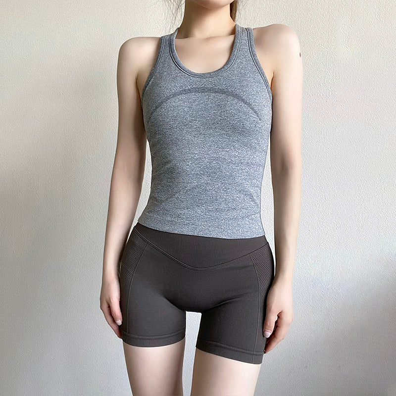 Big Brand Same Style I-Shaped Sports Vest for Women with Chest Pad Shock-Proof Running Training Outer Wear Yoga Wear Fitness Wear Top