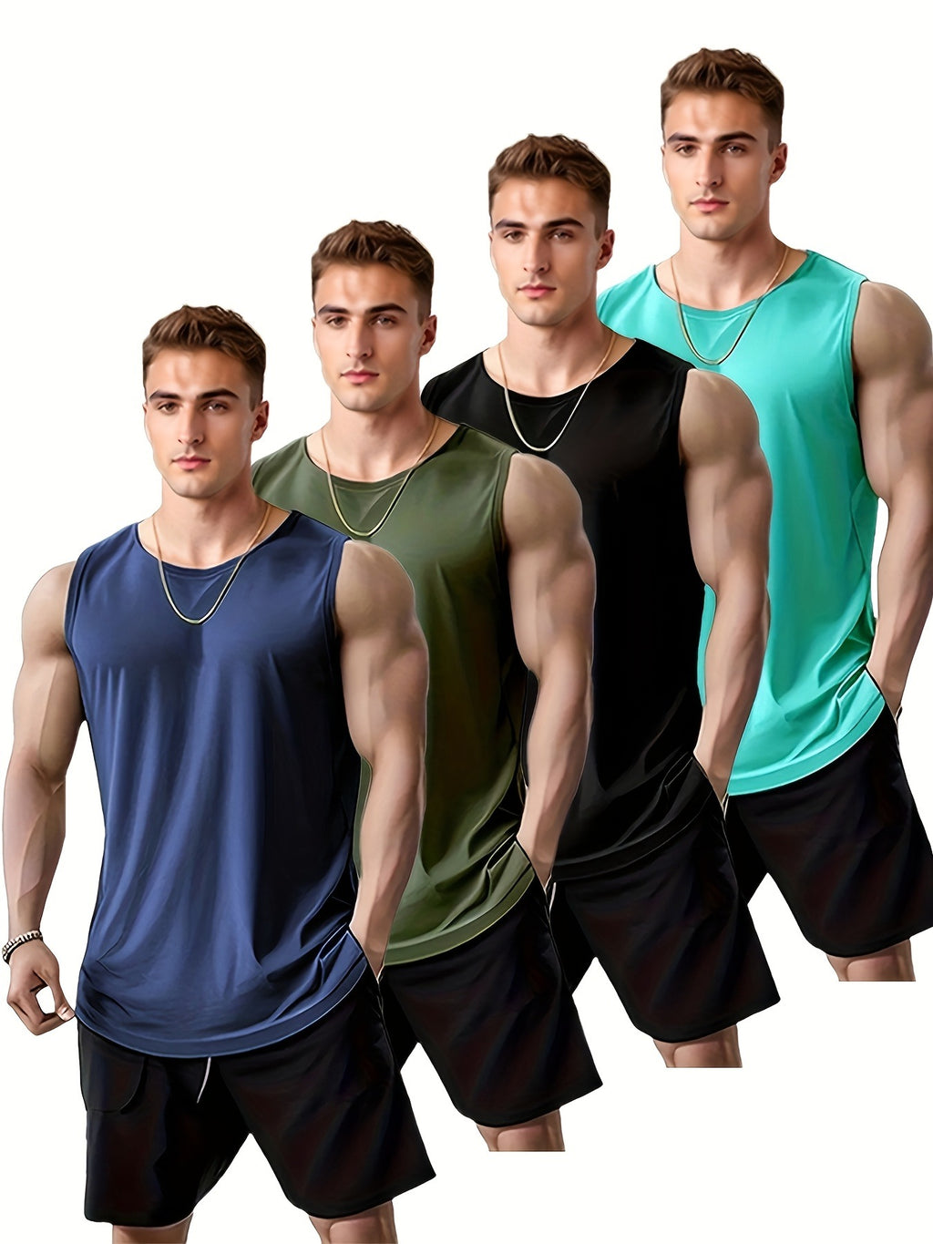 Quick Dry Athletic Tank Tops 4Pcs Quick Dry Men's Quick-Drying Vest