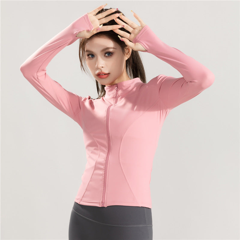 Yoga Wear 2025 Jacket Women's Running Sports Fitness Wear Long-Sleeved Quick-Drying Clothing Multi-Color Waist Slimming Yoga Wear