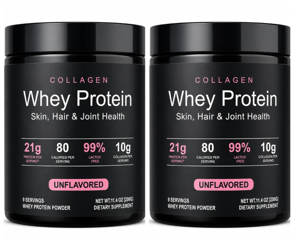 Collagen Whey Protein Powder 21g Protein 10g Collagen Peptides, Unflavored 99% Lactose Free Fitness Nutrition Shake 9 Servings