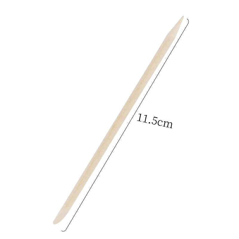 100pcs Orange Wood Sticks Nail Art Cuticle Pusher Pedicure Manicure Sticks Duable-head For Salon Remover Manicure Care Tools
