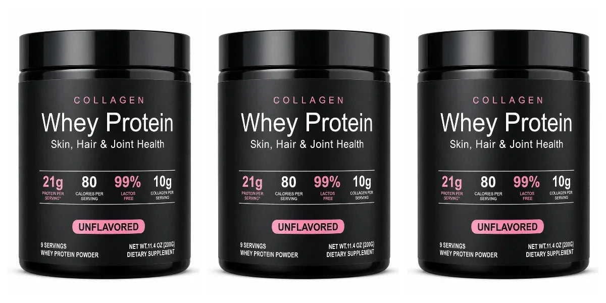 Whey Protein Powder Unflavored Muscle Recovery Joint Health Skin Hydration Grass-Fed Collagen Daily Nutrition Support