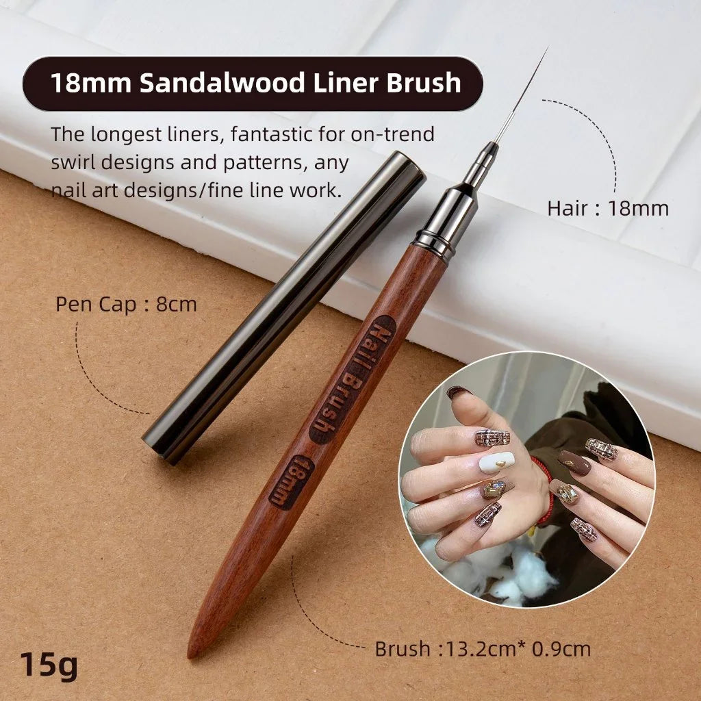 Nail Art Line Brush Set, 5-Piece Outline Brushes, Art Design Brushes for Long Lines and Detailed Painting, Sizes 6/9/12/15/18mm