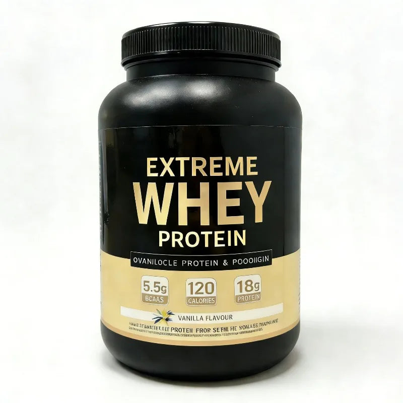 Whey Protein Powder 18g Protein 5.5g BCAA Vanilla Post-Workout Muscle Recovery & Growth Support 120 Cal 33 Servings Gym Fitness