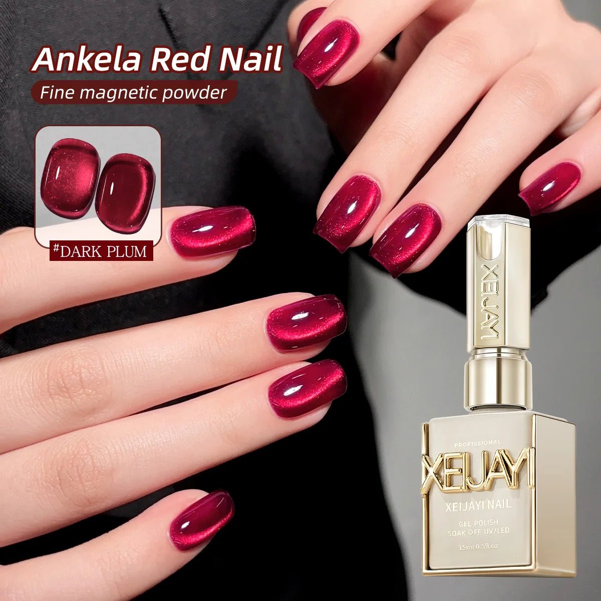 15ml Ankela Red Series 2 Colors Cat Eye Magnetic Gel Nail Polish Starter  Nail Gel Polish Suitable For New Year
