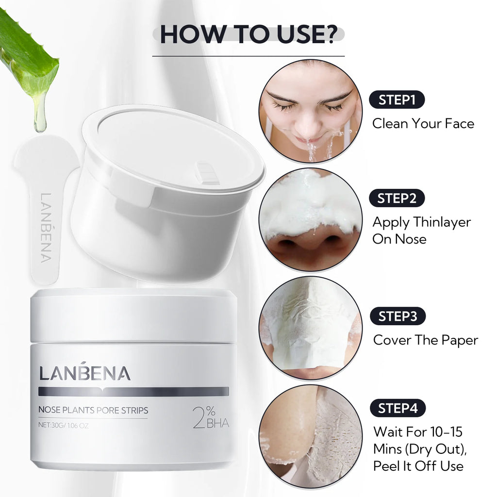 LANBENA [FREE Gift 40Pcs] Strip Aloe Vera Extracts To Remove Nose Blackheads And Whiteheads Pore Cleansing Mask Facial Treatment